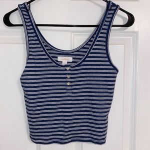 Blue and White striped cropped tank